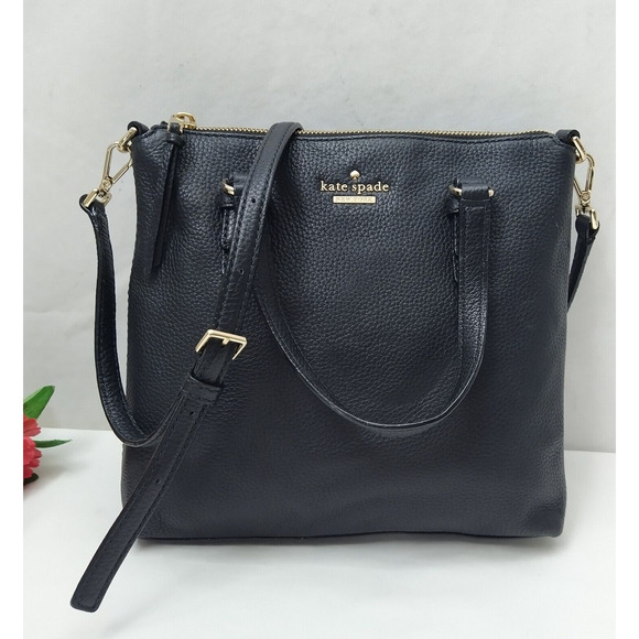 Kate Spade New York Black Pebbled Leather Zipper Closure Crossbody Shoulder Bag - Picture 2 of 16